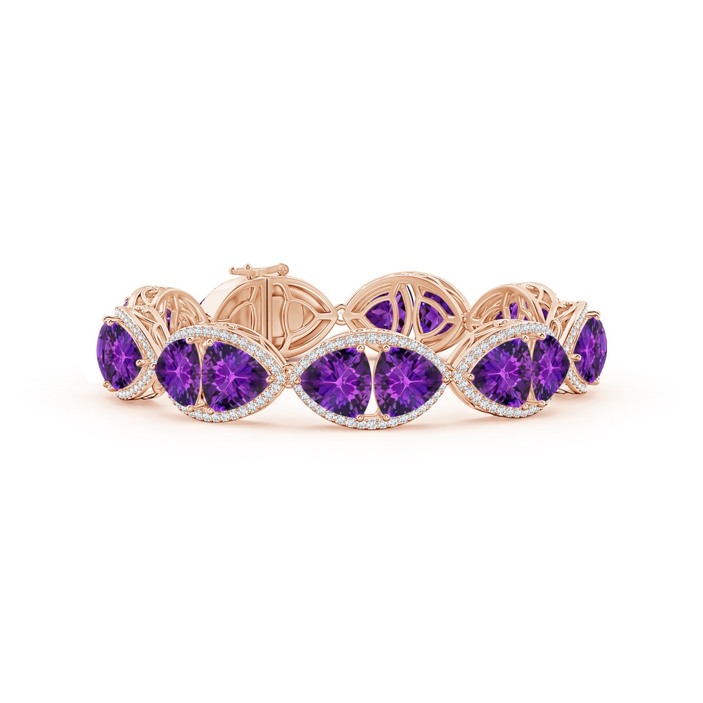 8mm AAAA East-West Trillion Checker-Cut Amethyst Bracelet in Rose Gold