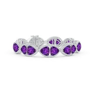 8mm AAAA East-West Trillion Checker-Cut Amethyst Bracelet in White Gold