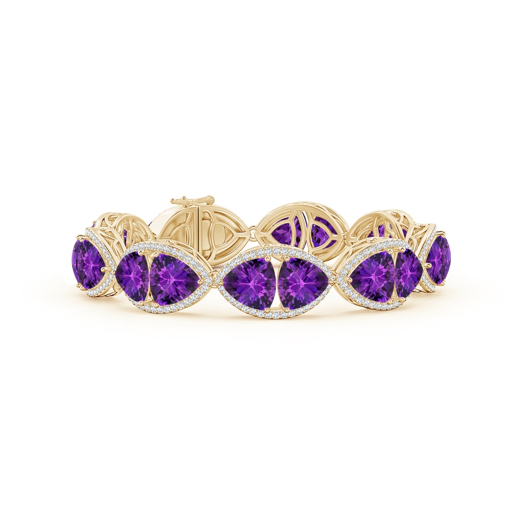 8mm AAAA East-West Trillion Checker-Cut Amethyst Bracelet in Yellow Gold