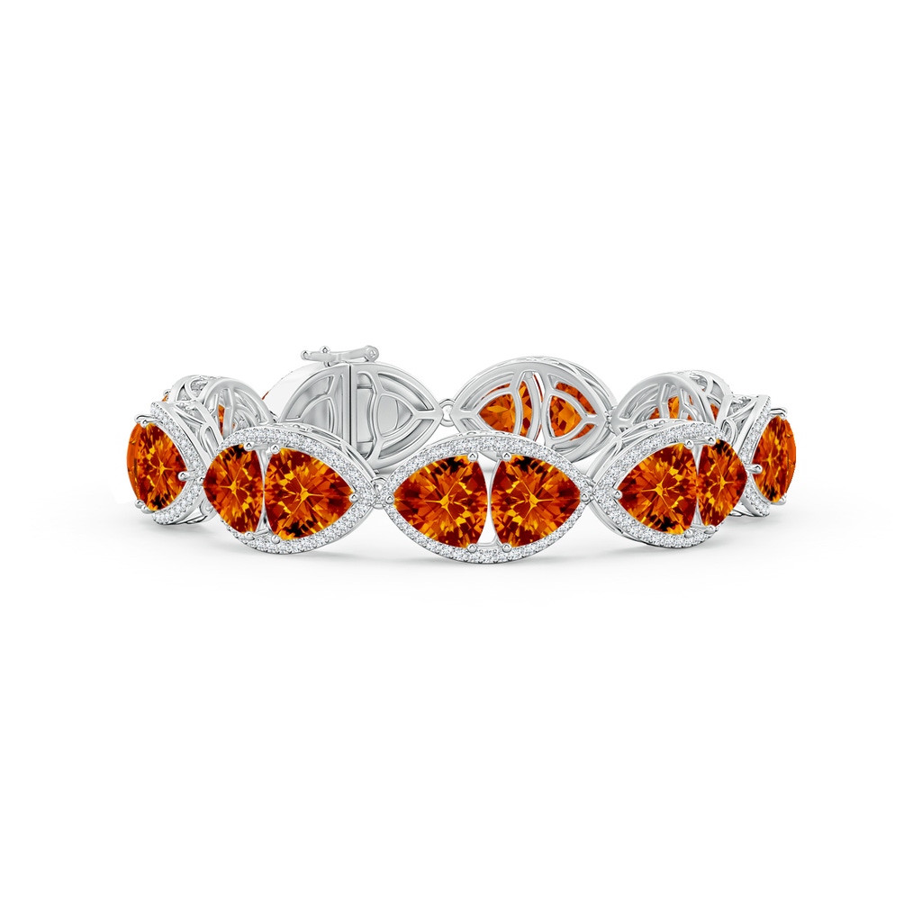 8mm AAAA East-West Trillion Checker-Cut Citrine Bracelet in White Gold 