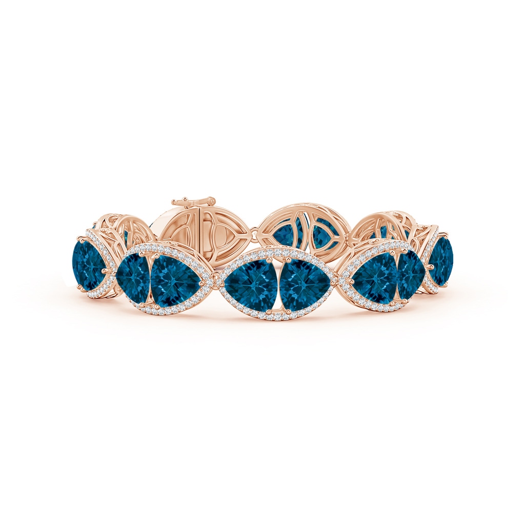 8mm AAAA East-West Trillion Checker-Cut London Blue Topaz Bracelet in Rose Gold