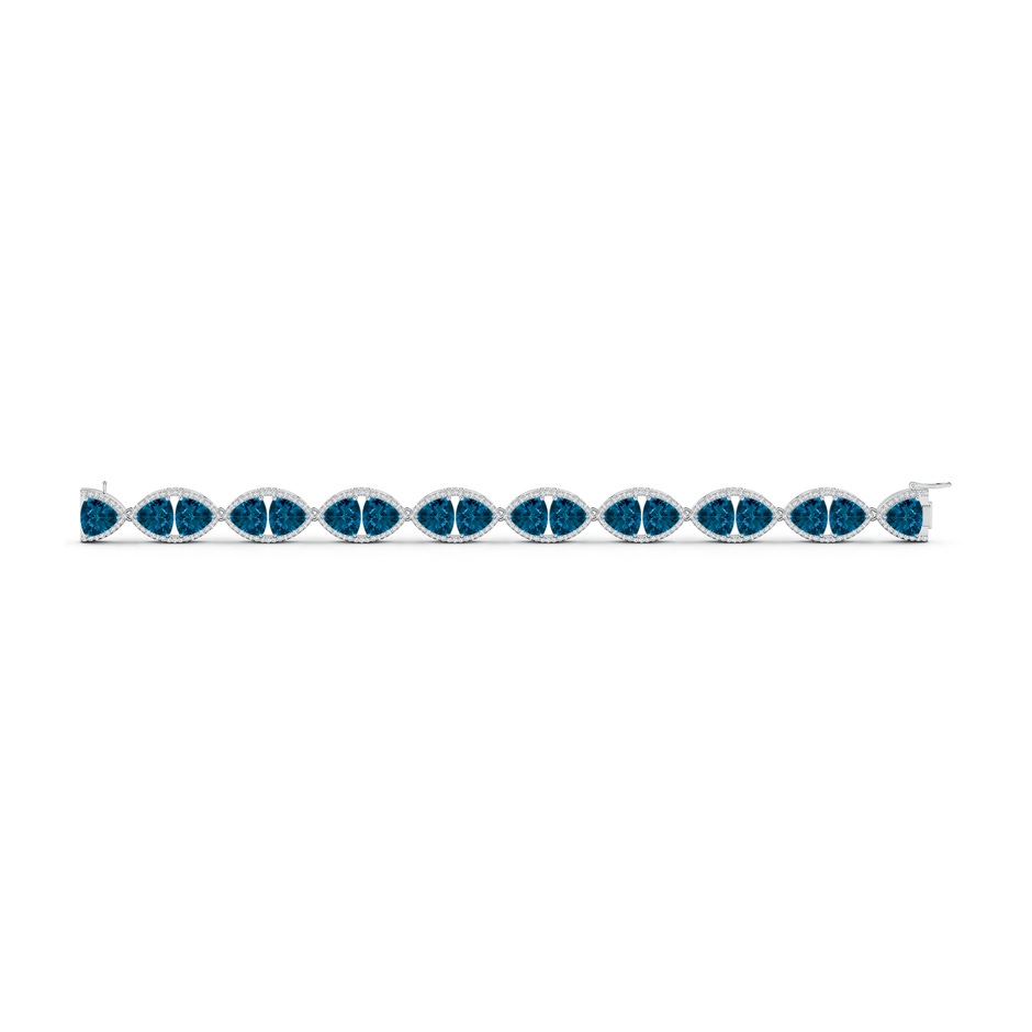 8mm AAAA East-West Trillion Checker-Cut London Blue Topaz Bracelet in White Gold Side-2