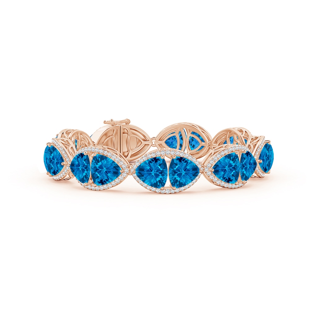 8mm AAAA East-West Trillion Checker-Cut Swiss Blue Topaz Bracelet in Rose Gold