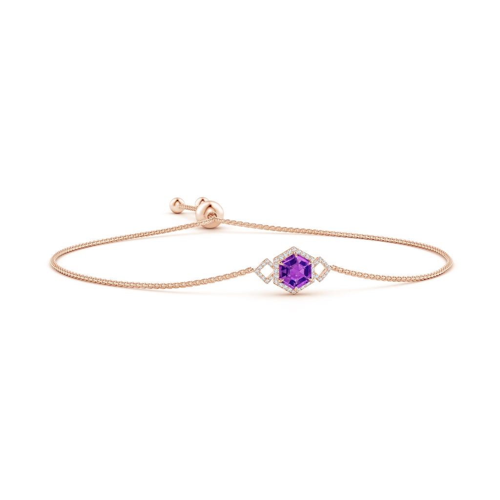 7mm AAAA Hexagonal Step-Cut Amethyst Bolo Bracelet in Rose Gold