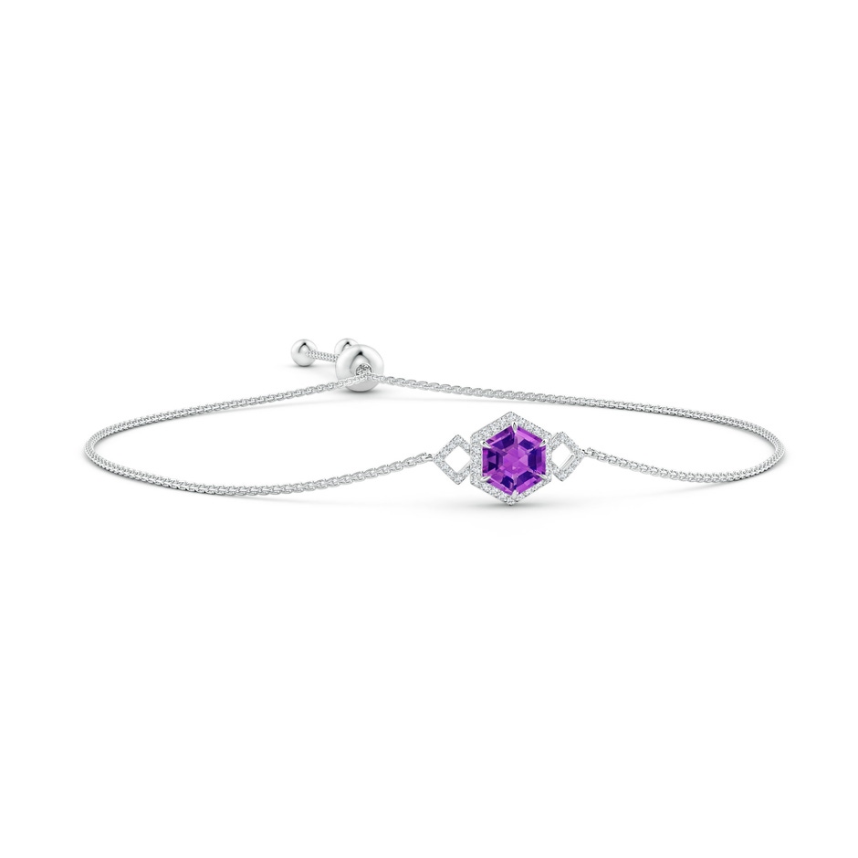 8mm AAAA Hexagonal Step-Cut Amethyst Bolo Bracelet in White Gold 