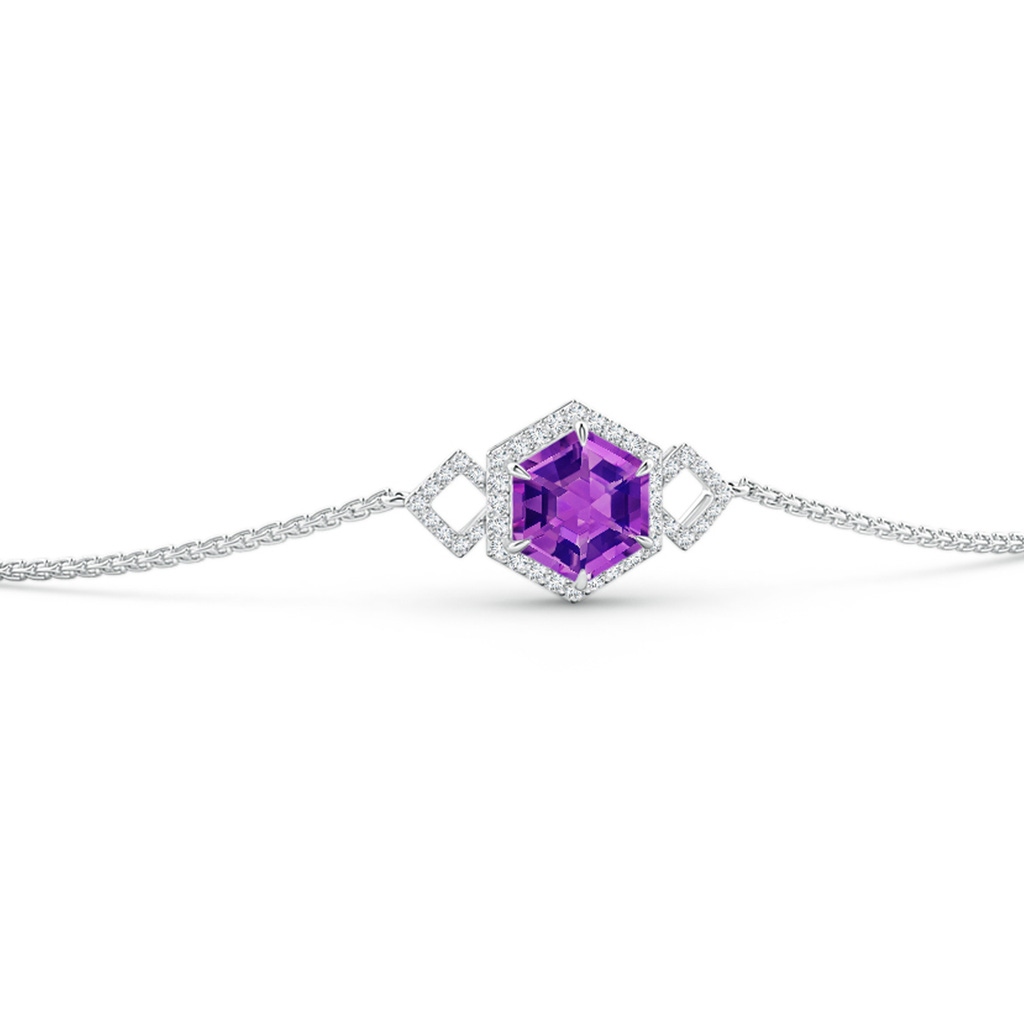 8mm AAAA Hexagonal Step-Cut Amethyst Bolo Bracelet in White Gold Side 1