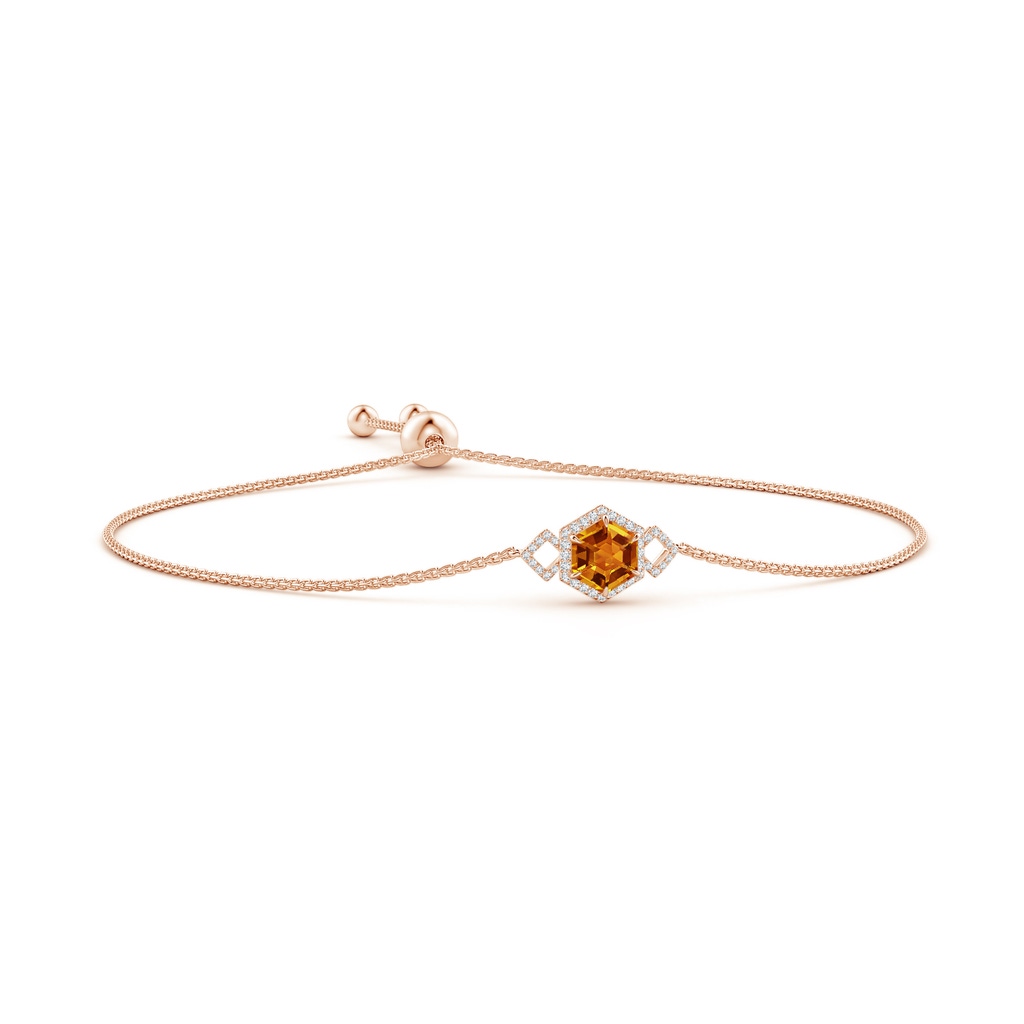 7mm AAAA Hexagonal Step-Cut Citrine Bolo Bracelet in Rose Gold