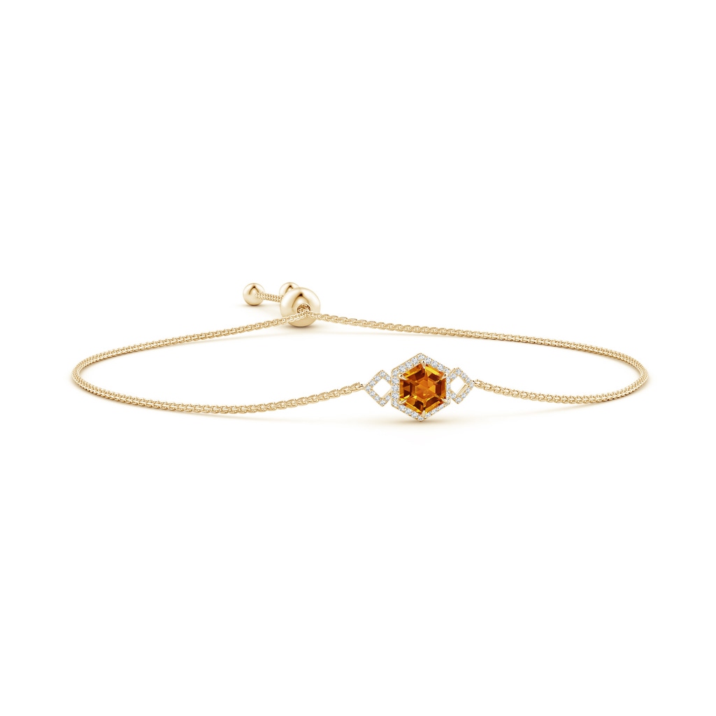 7mm AAAA Hexagonal Step-Cut Citrine Bolo Bracelet in Yellow Gold