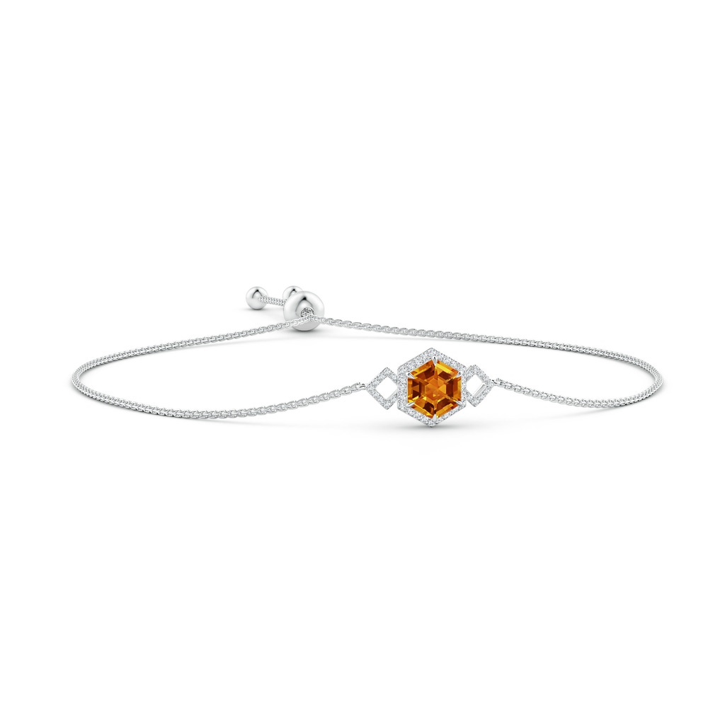 8mm AAAA Hexagonal Step-Cut Citrine Bolo Bracelet in White Gold