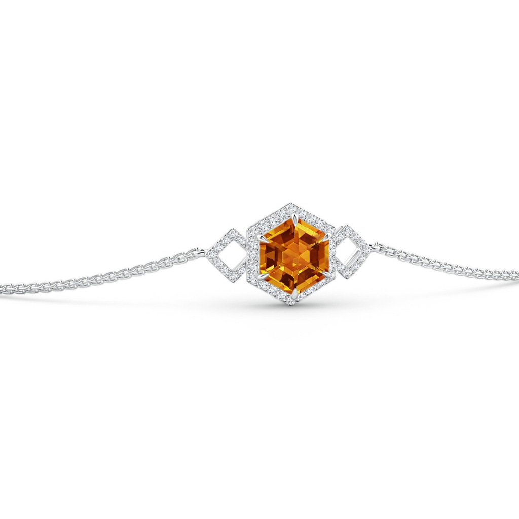 8mm AAAA Hexagonal Step-Cut Citrine Bolo Bracelet in White Gold Side 1