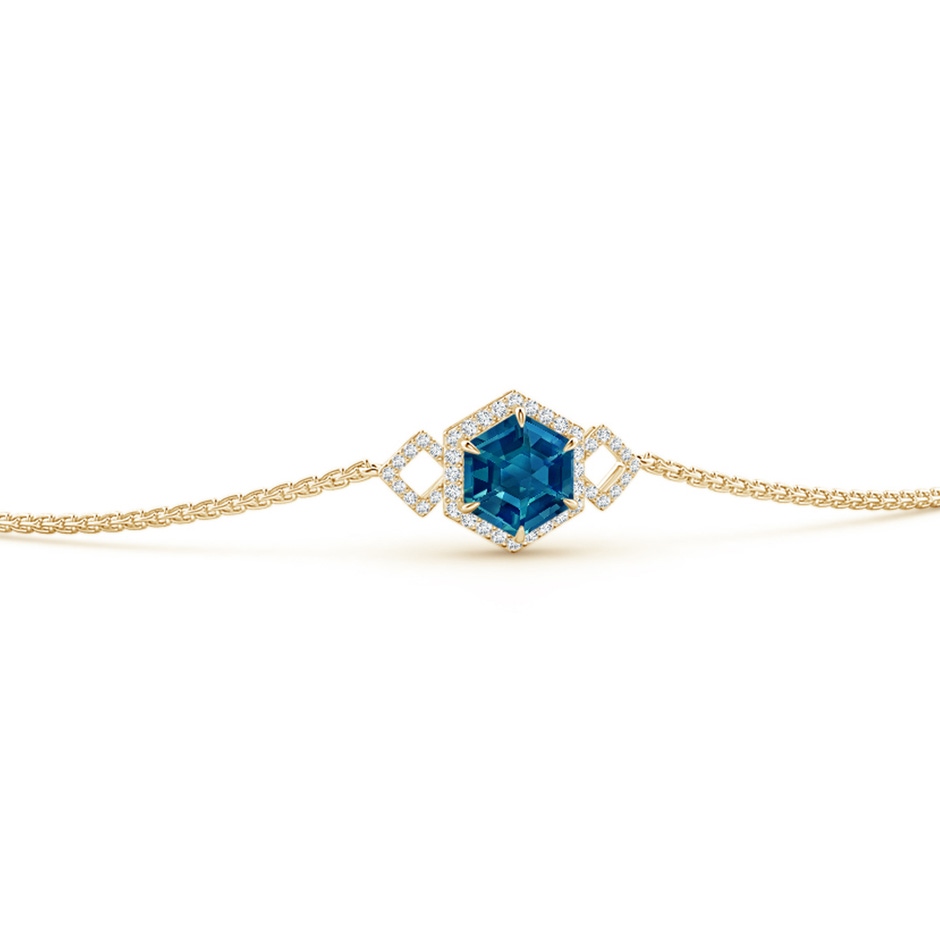 7mm AAAA Hexagonal Step-Cut London Blue Topaz Bolo Bracelet in Yellow Gold side 1