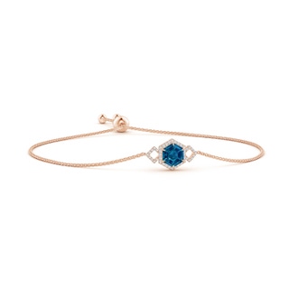 8mm AAAA Hexagonal Step-Cut London Blue Topaz Bolo Bracelet in Rose Gold