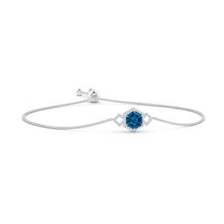 8mm AAAA Hexagonal Step-Cut London Blue Topaz Bolo Bracelet in White Gold