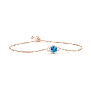 7mm AAAA Hexagonal Step-Cut Swiss Blue Topaz Bolo Bracelet in Rose Gold