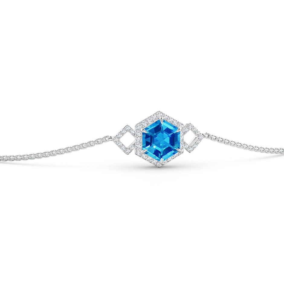 8mm AAAA Hexagonal Step-Cut Swiss Blue Topaz Bolo Bracelet in White Gold side 1