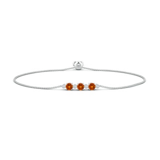 5mm AAAA Three Stone Round Citrine Bracelet with Diamonds in White Gold