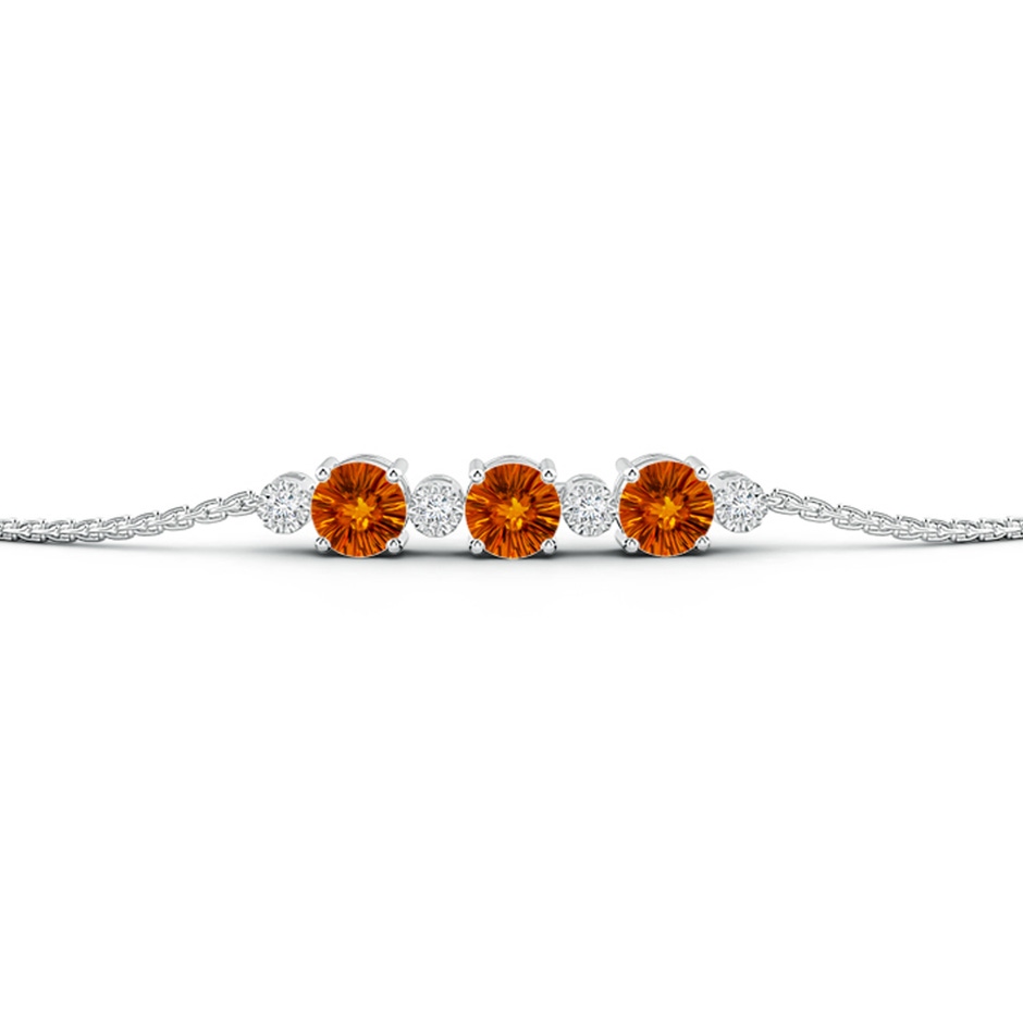 5mm AAAA Three Stone Round Citrine Bracelet with Diamonds in White Gold side-1