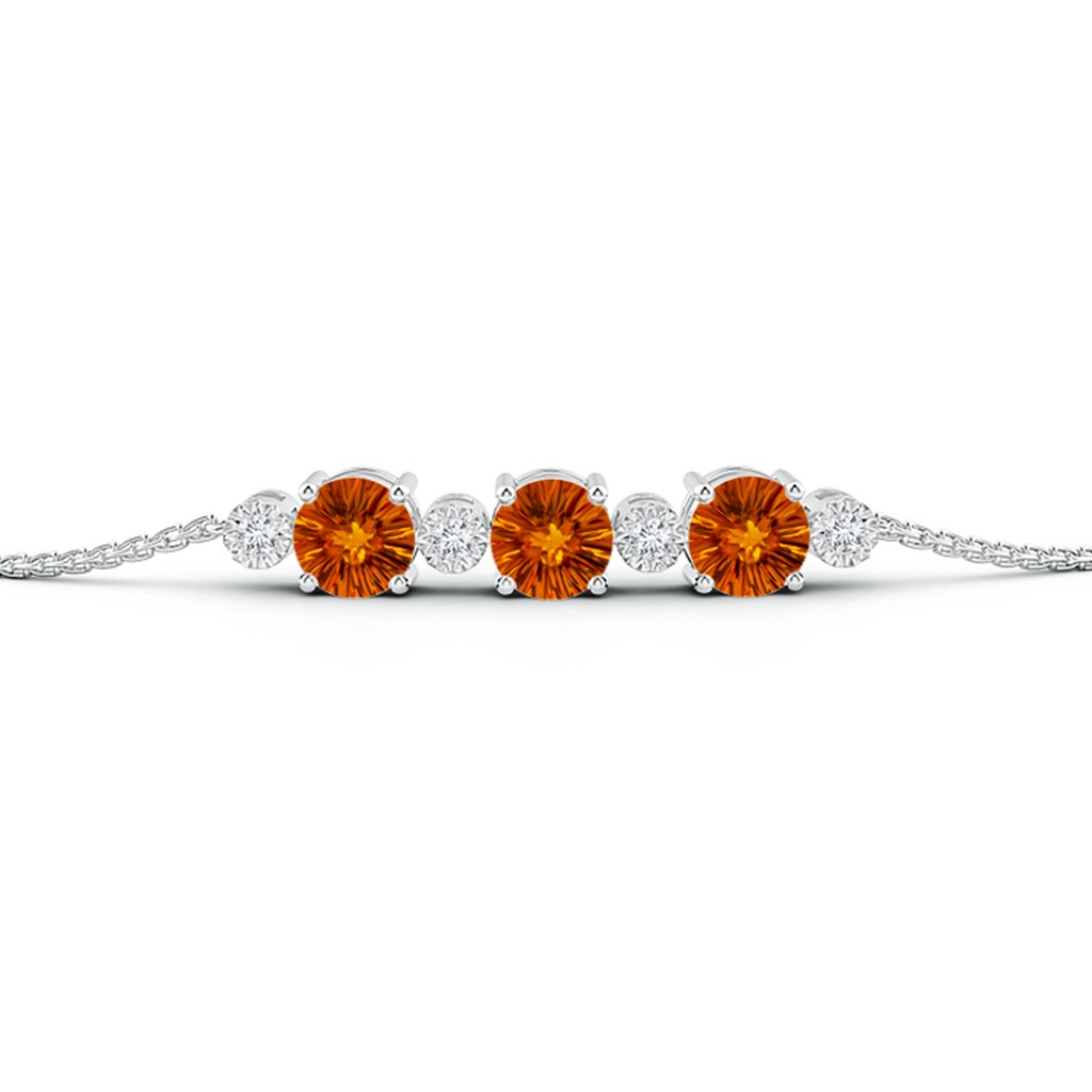 6mm AAAA Three Stone Round Citrine Bracelet with Diamonds in White Gold Side-1