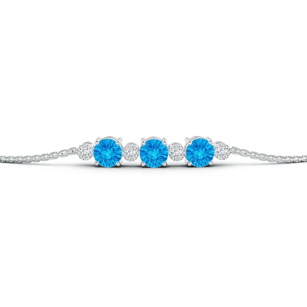 5mm AAAA Three Stone Round Swiss Blue Topaz Bracelet with Diamonds in White Gold - side_1