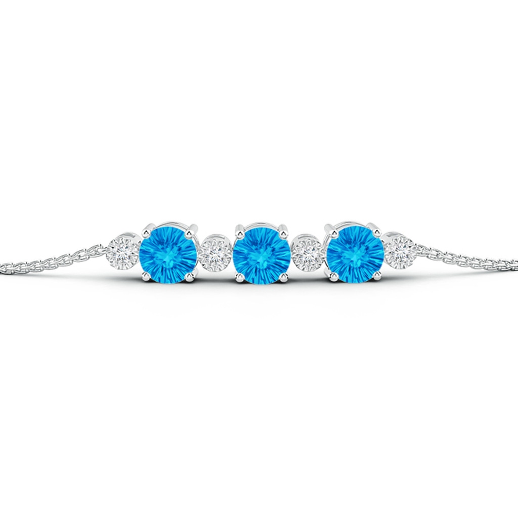 6mm AAAA Three Stone Round Swiss Blue Topaz Bracelet with Diamonds in White Gold - side_1