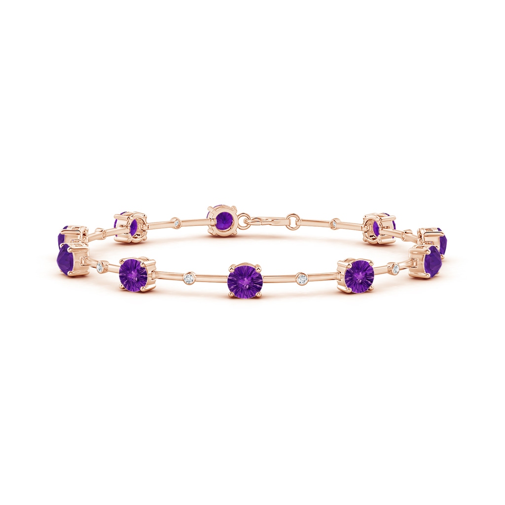 5mm AAAA Bezel-Set Amethyst and Diamond Station Bracelet in Rose Gold