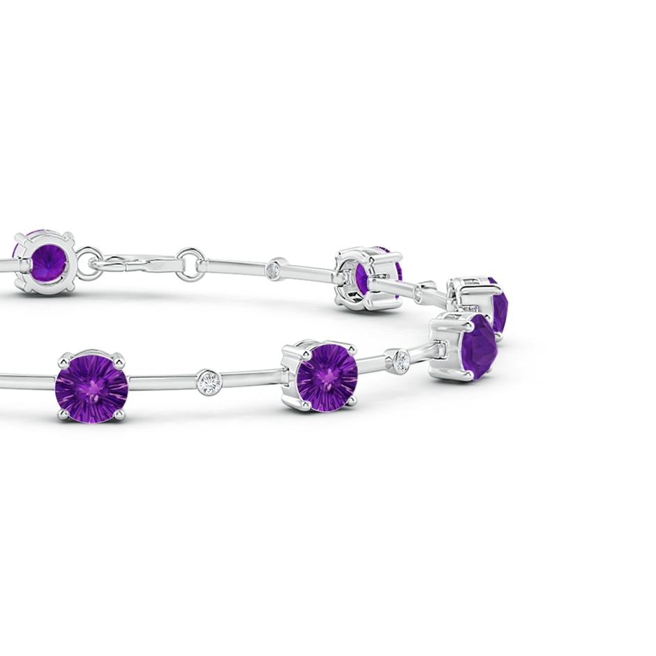 5mm AAAA Bezel-Set Amethyst and Diamond Station Bracelet in White Gold side-1