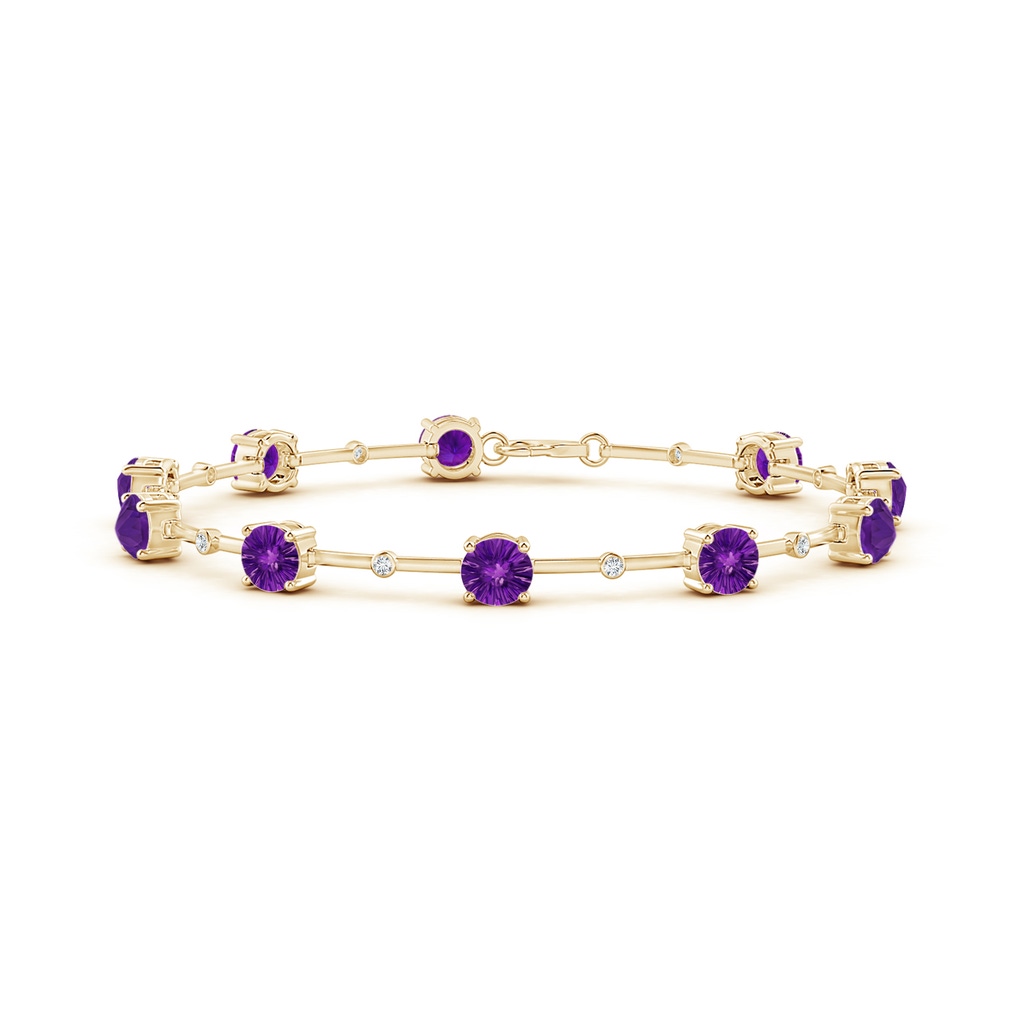 5mm AAAA Bezel-Set Amethyst and Diamond Station Bracelet in Yellow Gold