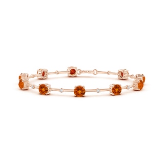 5mm AAAA Bezel-Set Citrine and Diamond Station Bracelet in 9K Rose Gold