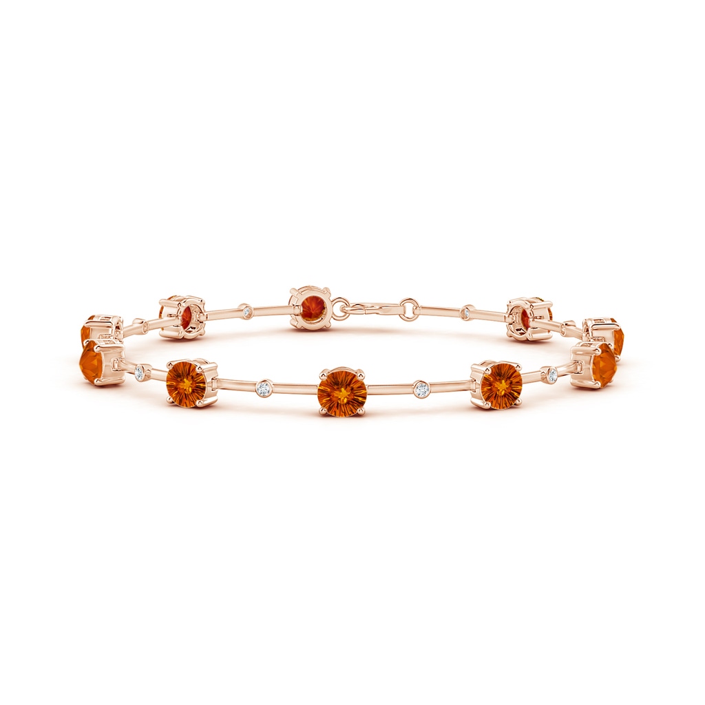 5mm AAAA Bezel-Set Citrine and Diamond Station Bracelet in Rose Gold