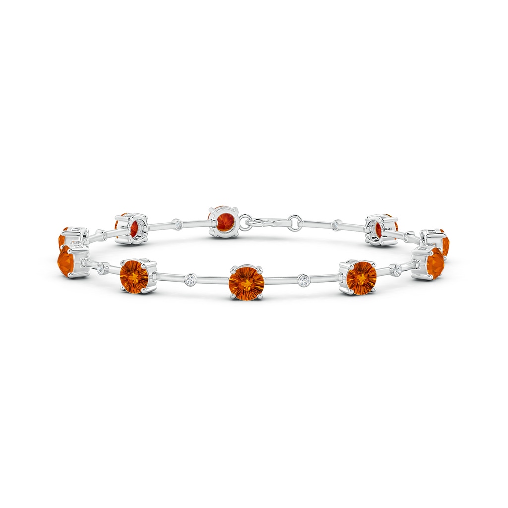 5mm AAAA Bezel-Set Citrine and Diamond Station Bracelet in White Gold 