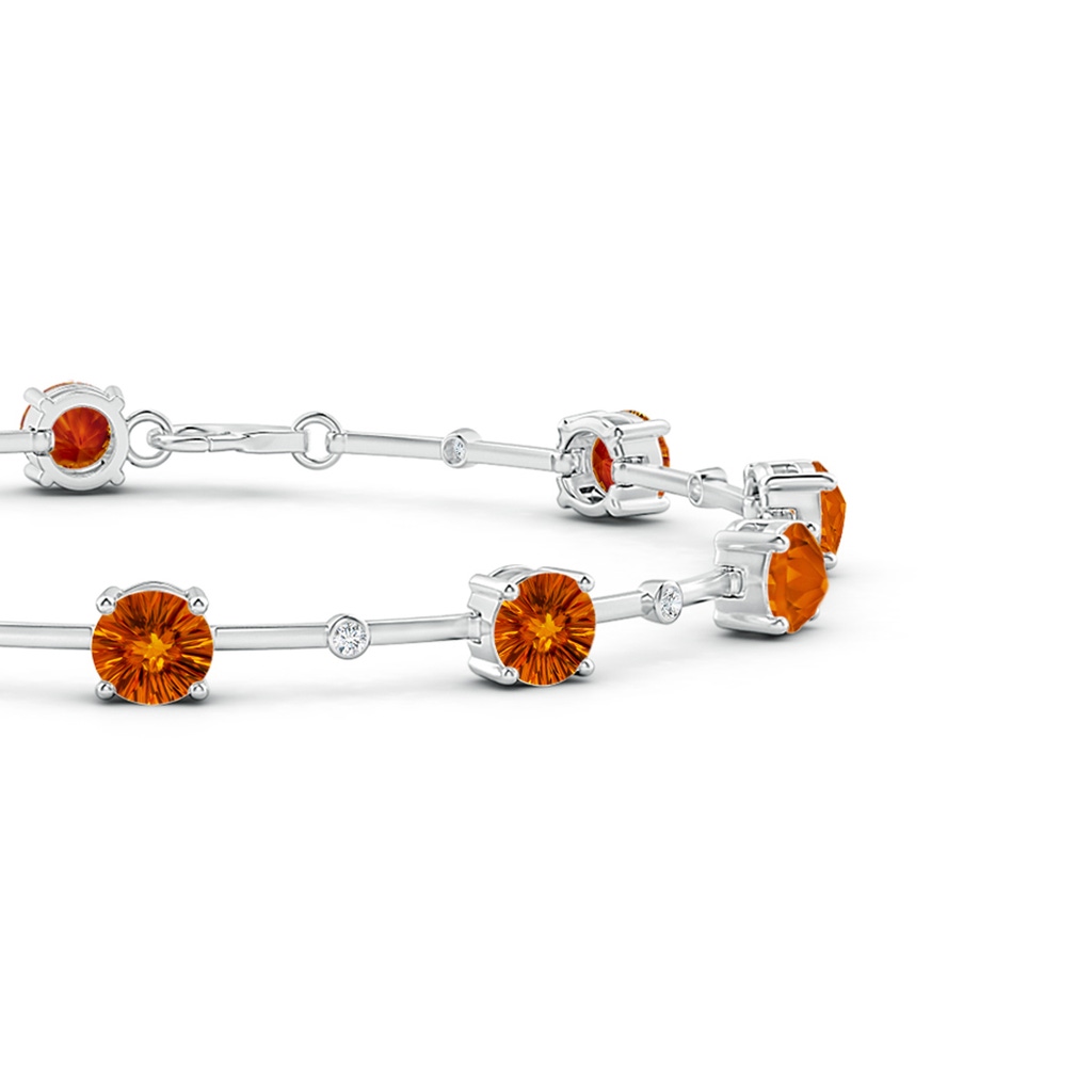 5mm AAAA Bezel-Set Citrine and Diamond Station Bracelet in White Gold Side-1