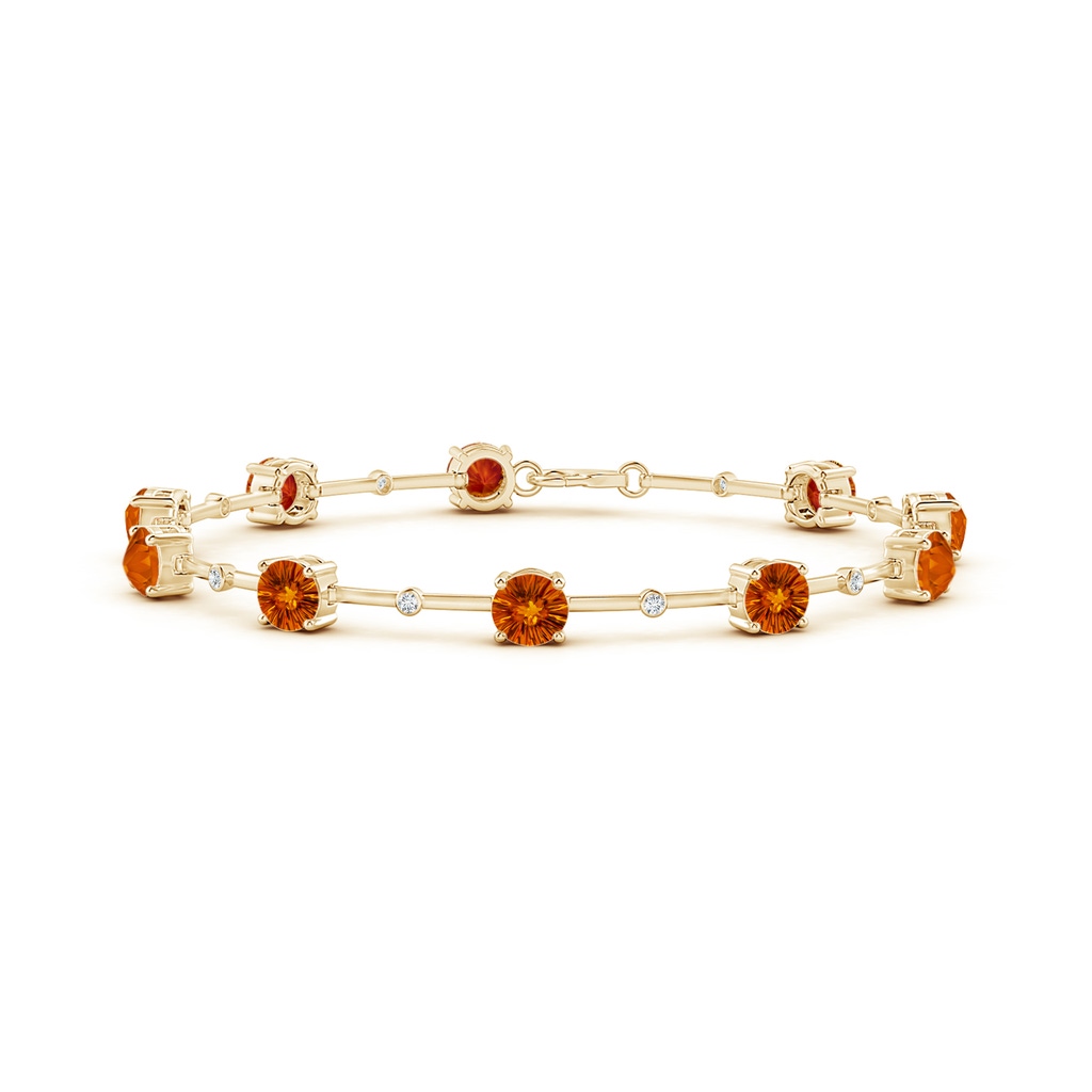 5mm AAAA Bezel-Set Citrine and Diamond Station Bracelet in Yellow Gold