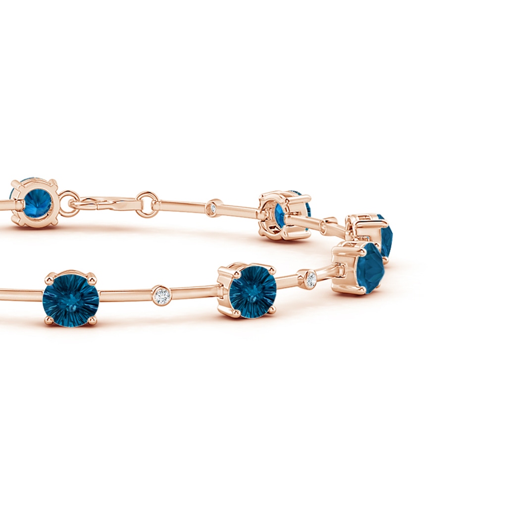 5mm AAAA Bezel-Set London Blue Topaz and Diamond Station Bracelet in Rose Gold Side-1