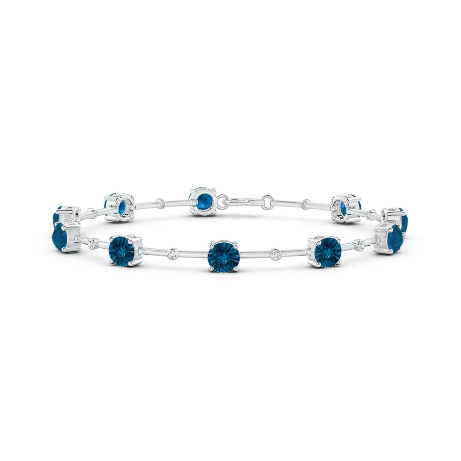 5mm AAAA Bezel-Set London Blue Topaz and Diamond Station Bracelet in White Gold 