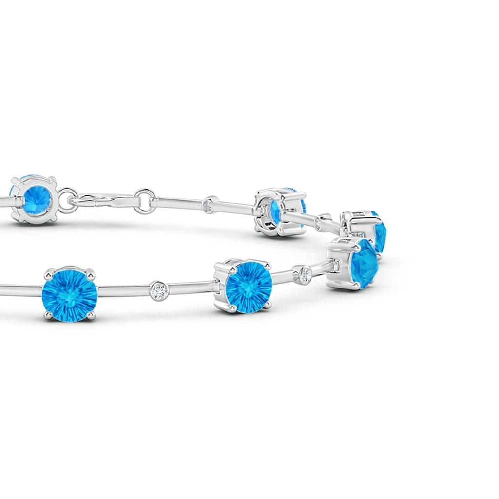 5mm AAAA Bezel-Set Swiss Blue Topaz and Diamond Station Bracelet in White Gold Side-1