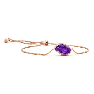 18x11mm AAAA Bezel-Set Leaf-Shaped Amethyst Bolo Bracelet in Rose Gold