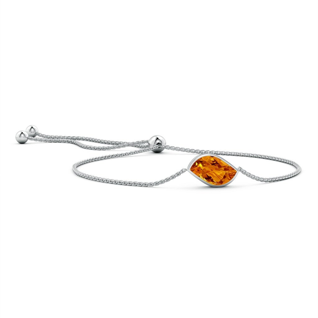 15x9mm AAAA Bezel-Set Leaf-Shaped Citrine Bolo Bracelet in White Gold