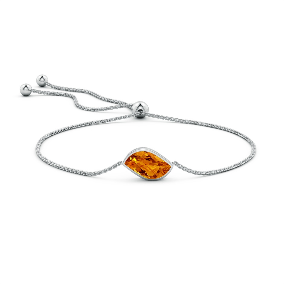 15x9mm AAAA Bezel-Set Leaf-Shaped Citrine Bolo Bracelet in White Gold side-1