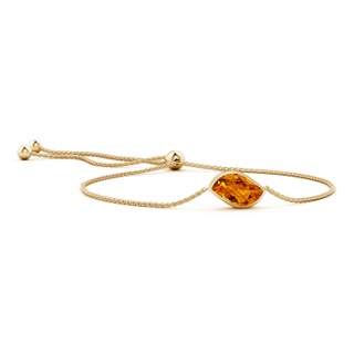 15x9mm AAAA Bezel-Set Leaf-Shaped Citrine Bolo Bracelet in Yellow Gold