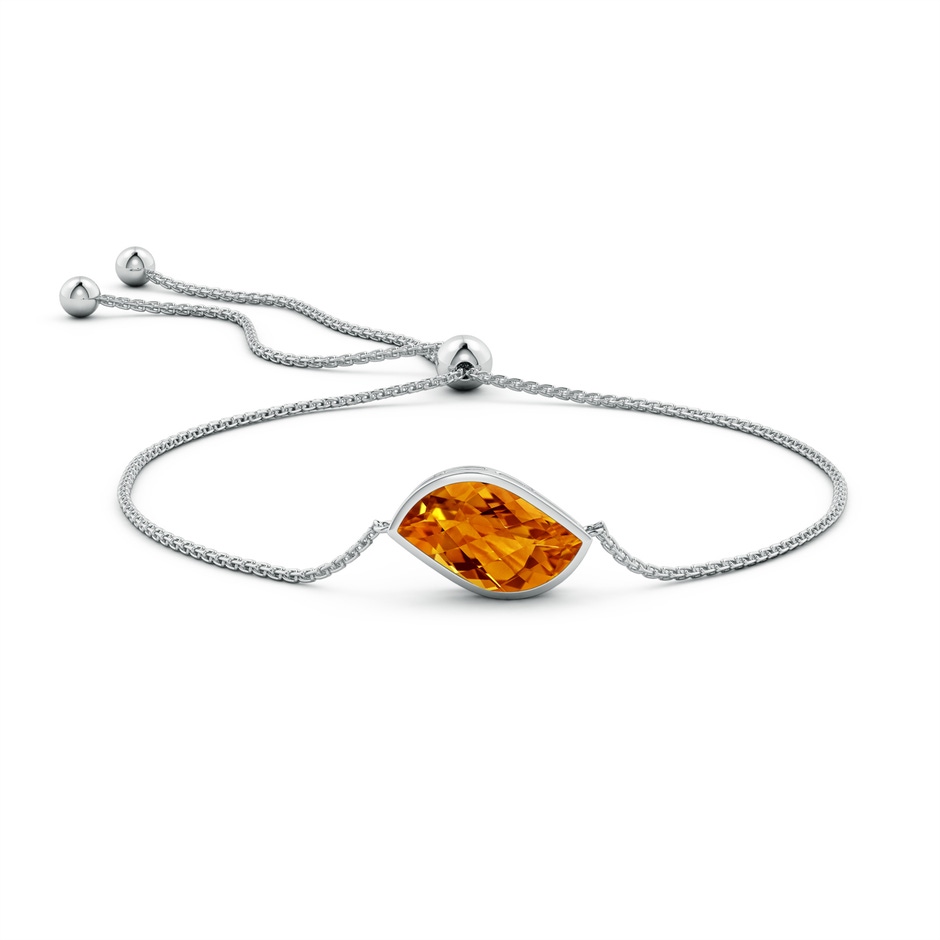 18x11mm AAAA Bezel-Set Leaf-Shaped Citrine Bolo Bracelet in White Gold side-1