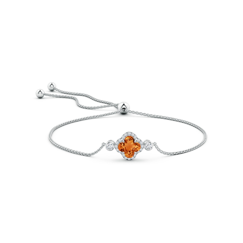 8mm AAAA Clover-Shaped Citrine Bolo Bracelet with Diamonds in White Gold Side-1