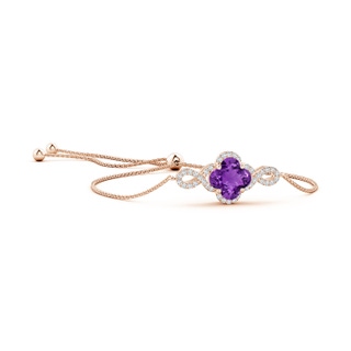 7mm AAAA Clover-Shaped Amethyst Halo Infinity Bracelet in 9K Rose Gold