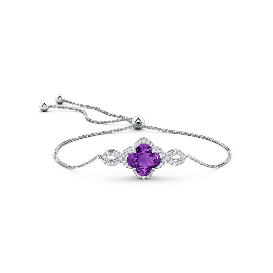 7mm AAAA Clover-Shaped Amethyst Halo Infinity Bracelet in White Gold side-1