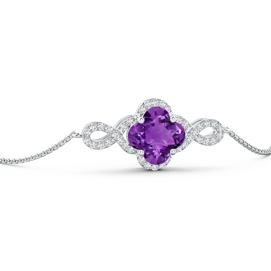 7mm AAAA Clover-Shaped Amethyst Halo Infinity Bracelet in White Gold side-2