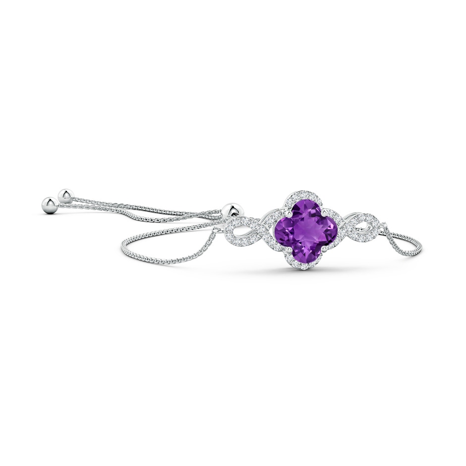 8mm AAAA Clover-Shaped Amethyst Halo Infinity Bracelet in White Gold 