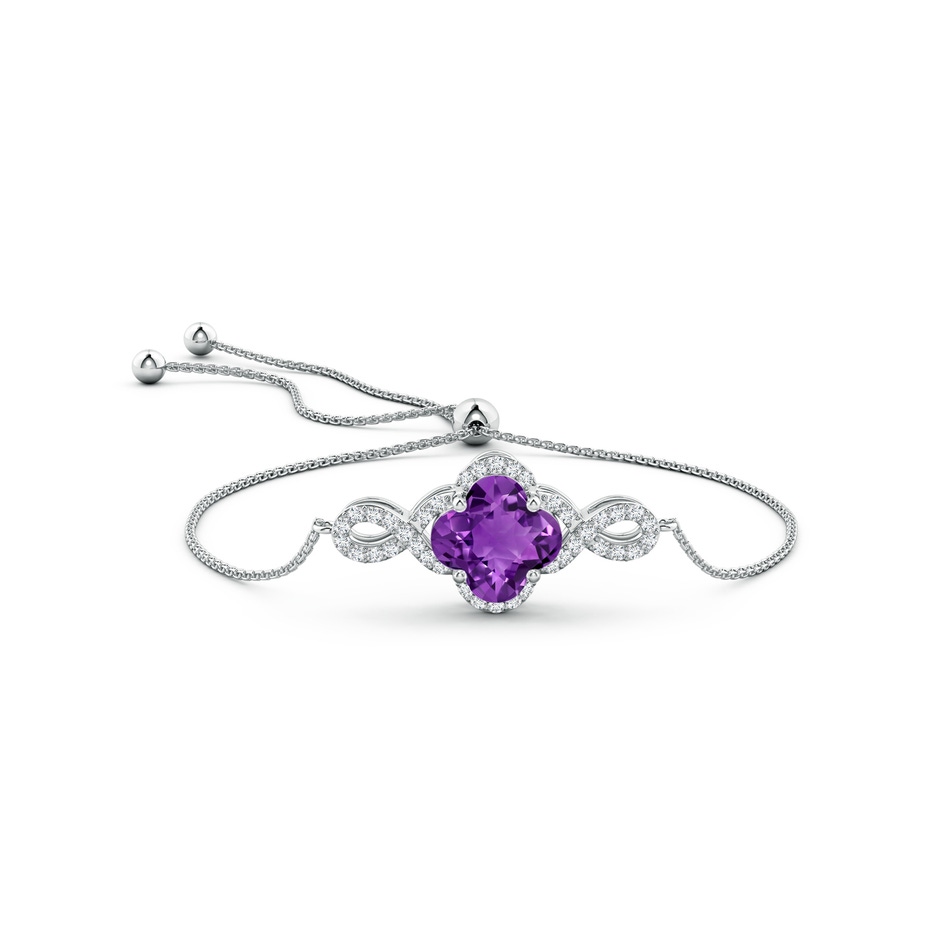 8mm AAAA Clover-Shaped Amethyst Halo Infinity Bracelet in White Gold side-1