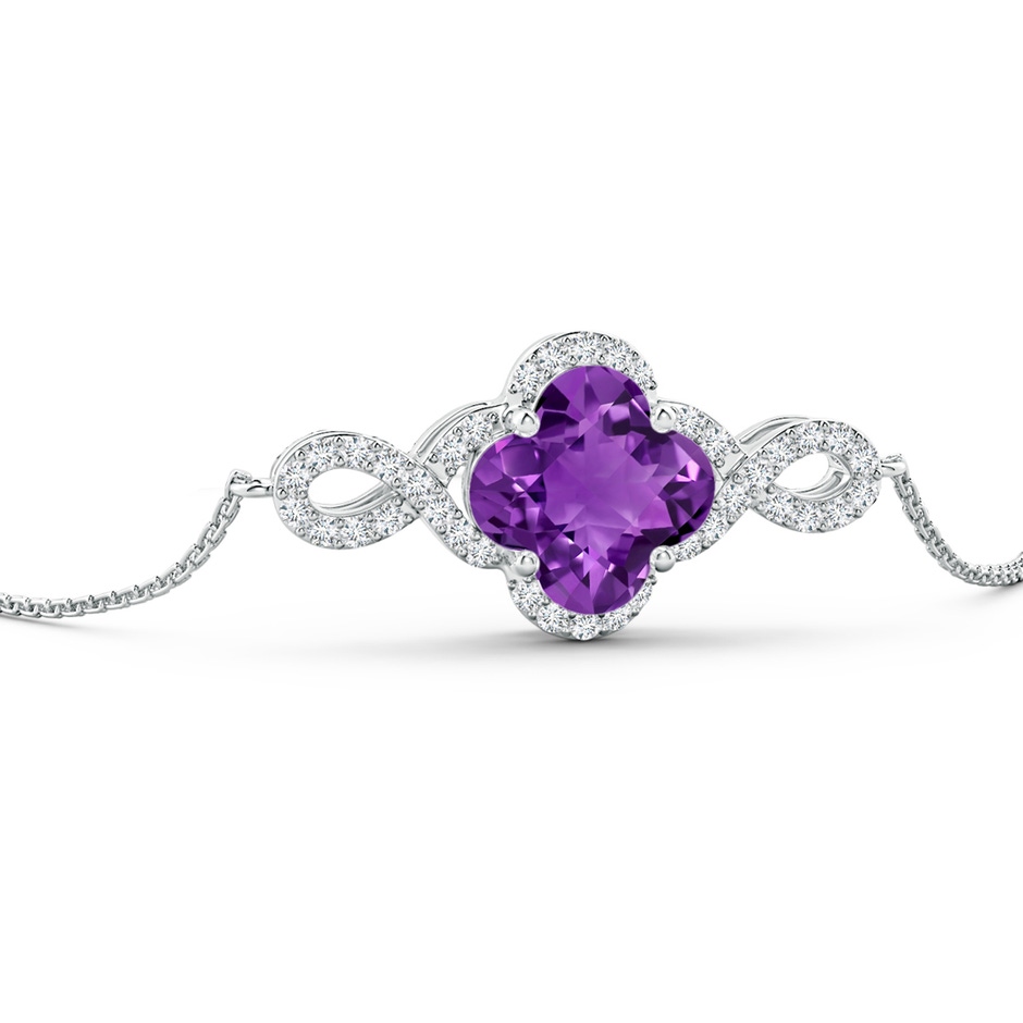 8mm AAAA Clover-Shaped Amethyst Halo Infinity Bracelet in White Gold side-2