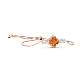 7mm AAAA Clover-Shaped Citrine Halo Infinity Bracelet in Rose Gold