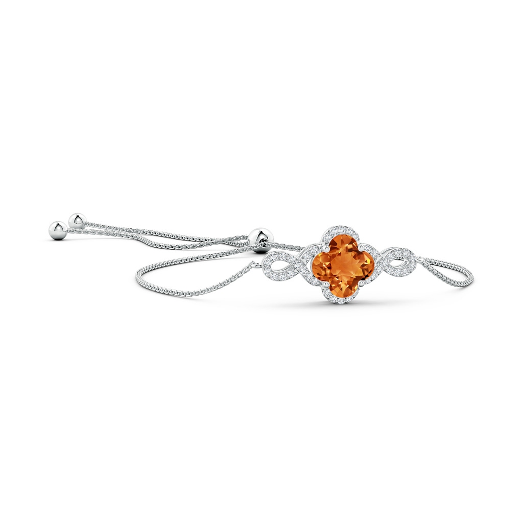 7mm AAAA Clover-Shaped Citrine Halo Infinity Bracelet in White Gold