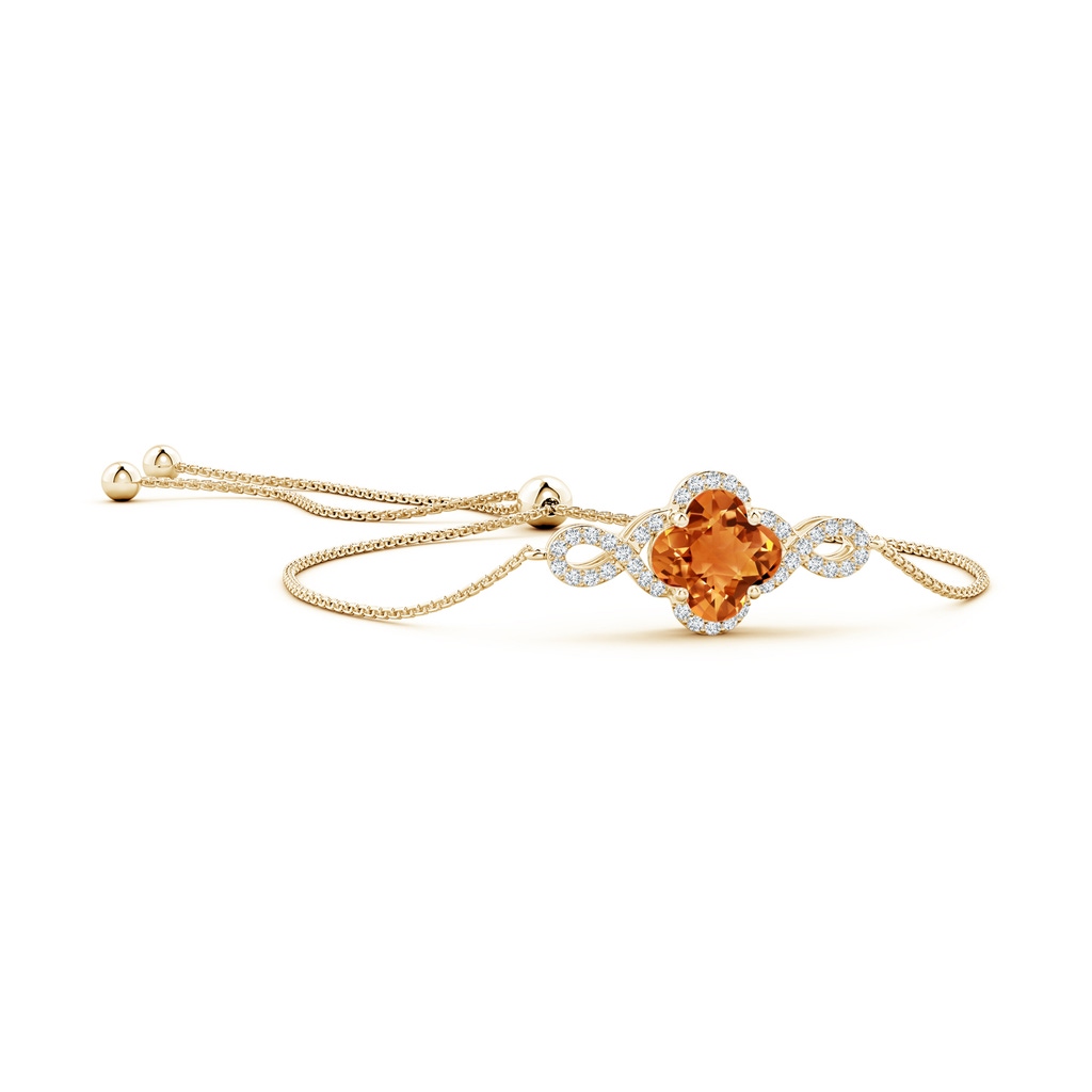 7mm AAAA Clover-Shaped Citrine Halo Infinity Bracelet in Yellow Gold